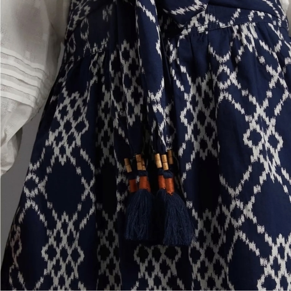 Anthropologie Navy White Rimbaud Tie Waist Skirt - Picture 3 of 8